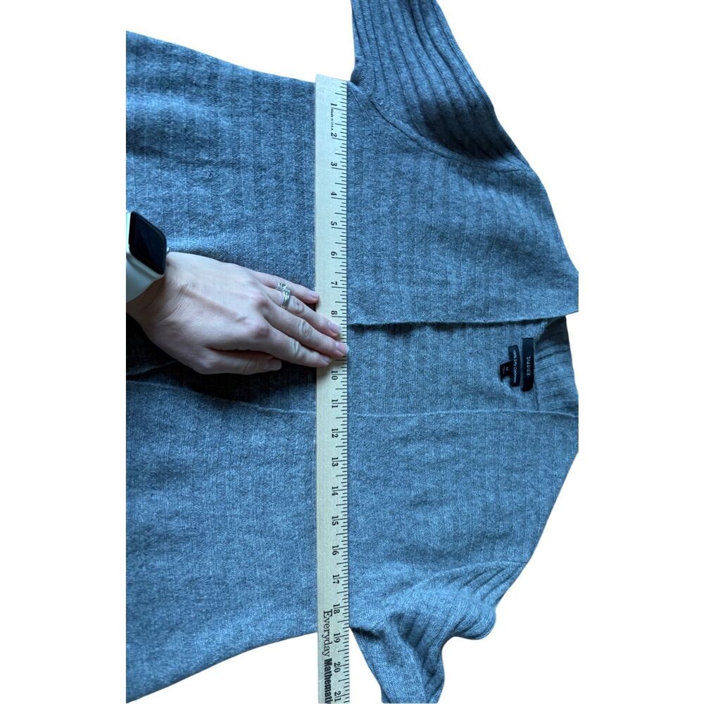 Tahari Open Front Long Line Cashmere Cardigan size M Gray - Picture 5 of 8
